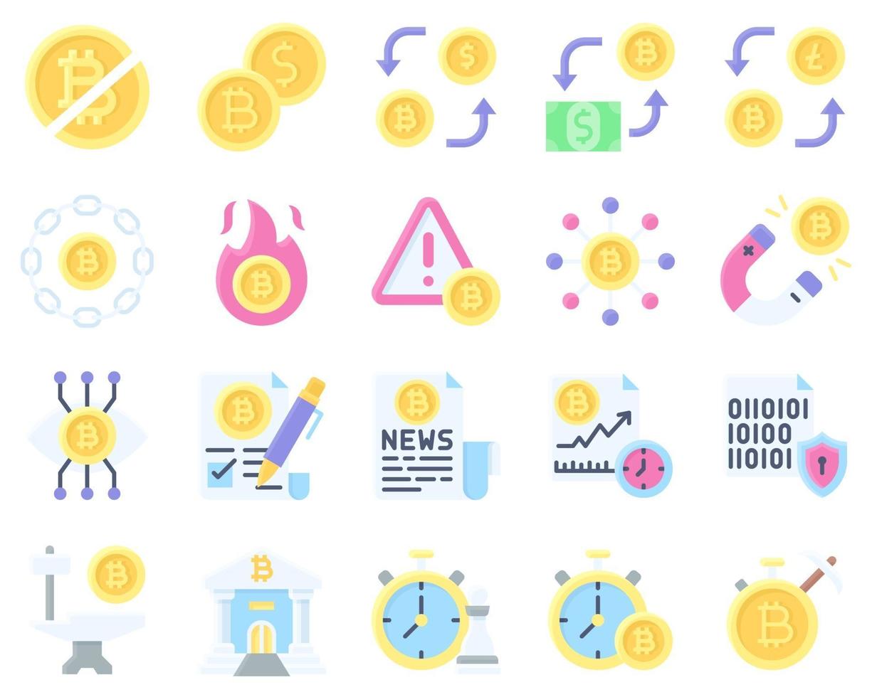 Bitcoin and Cryptocurrency related flat icon set 2 vector