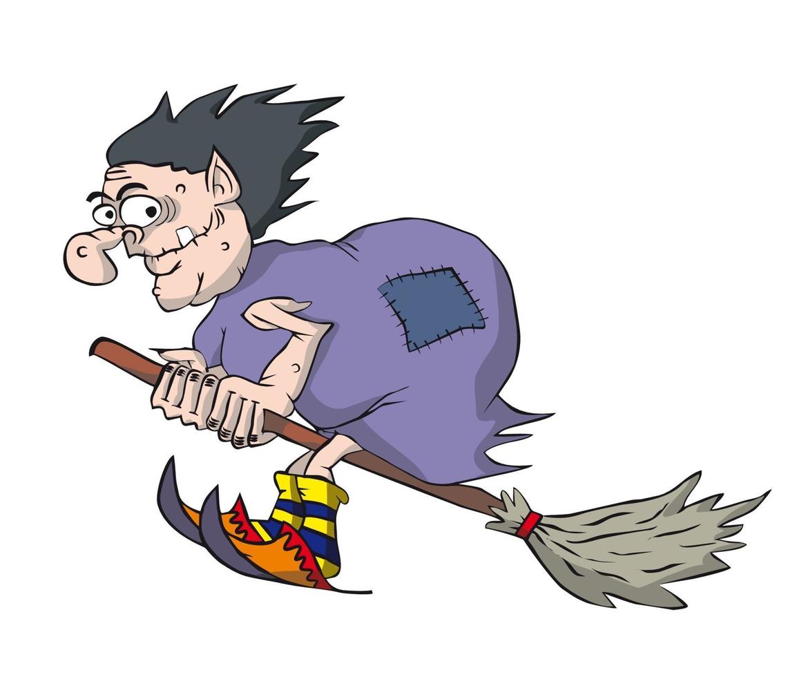 Funny witch flying on a broomstick. 3205128 Vector Art at Vecteezy