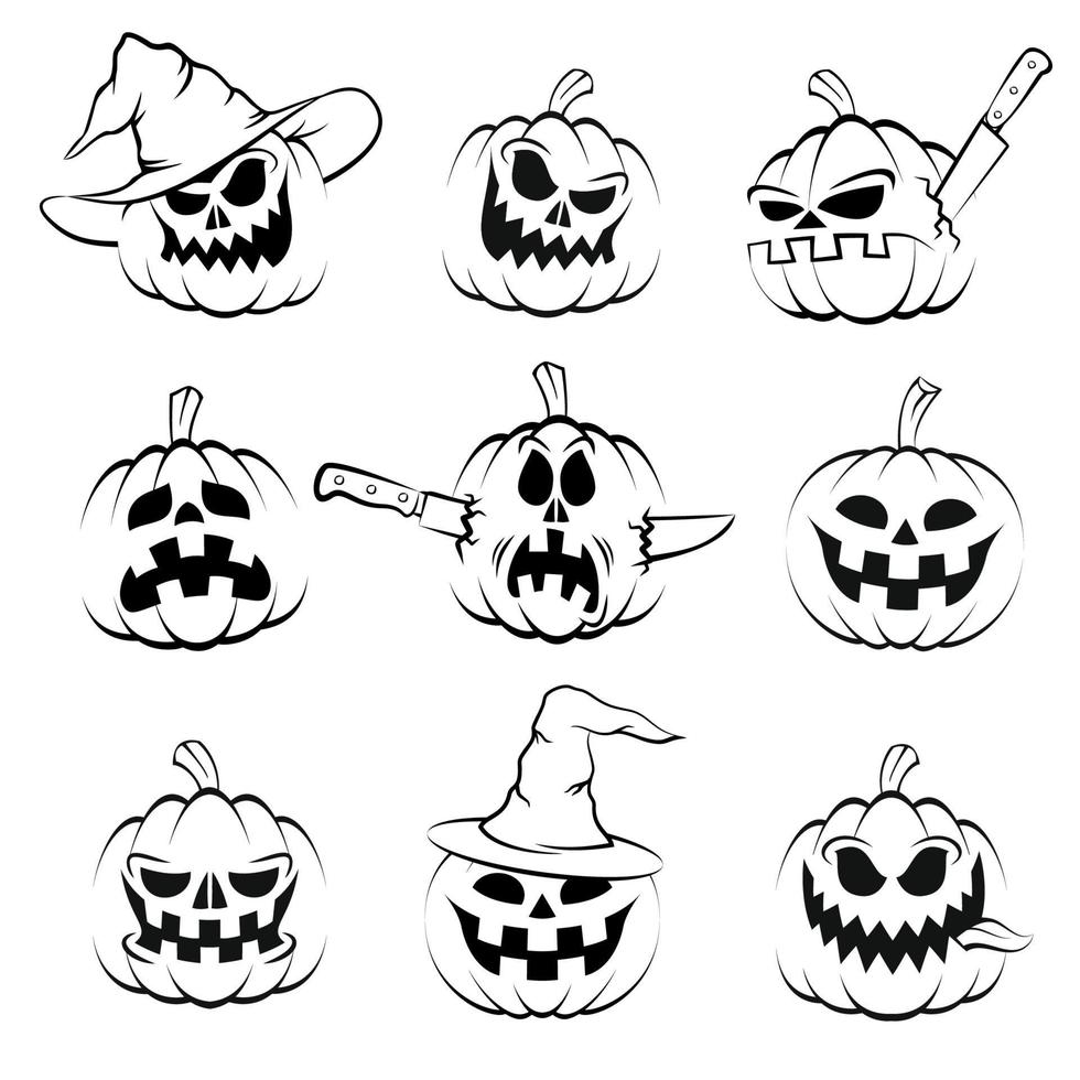 Halloween pumpkin set. Jack-o-lantern vector