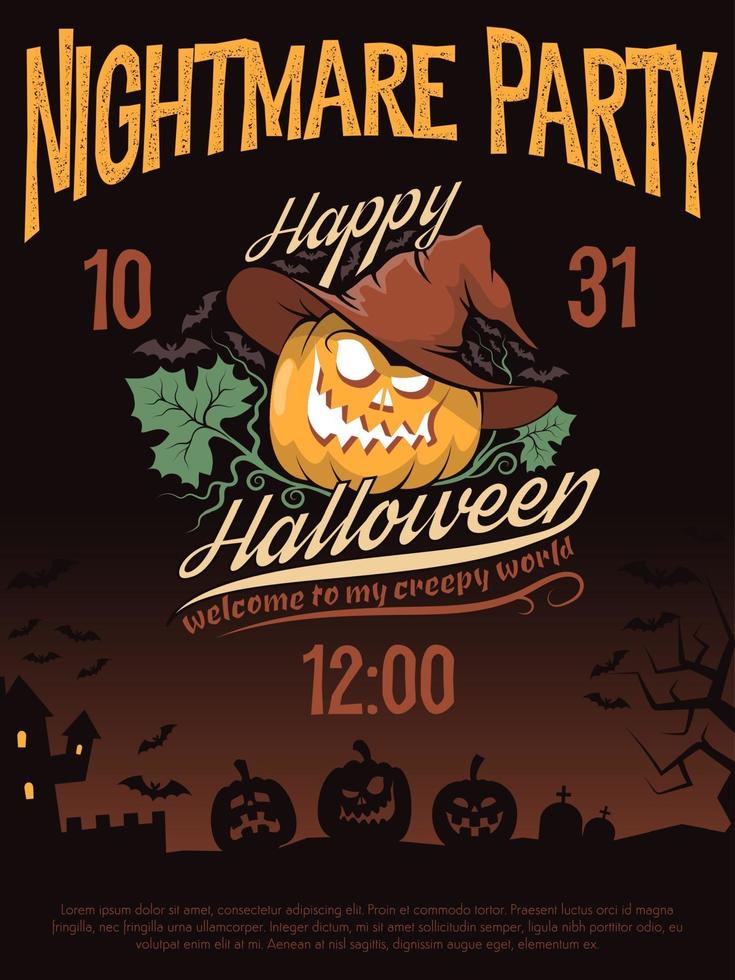 Halloween poster, invitation, flyer with a pumpkin vector