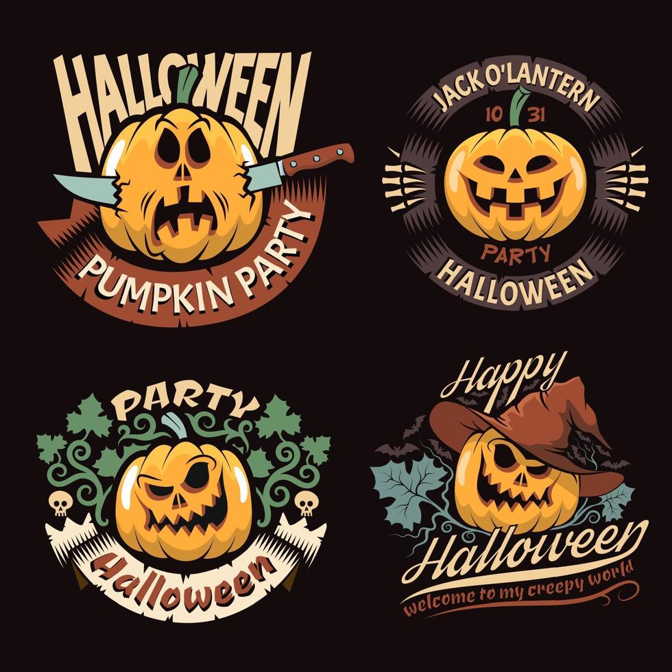 emblemas con calabaza de halloween vector