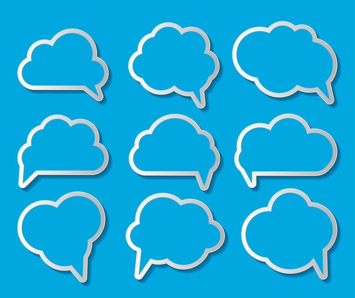 Set of Cloud Shaped Speech Bubbles Vector Illustration