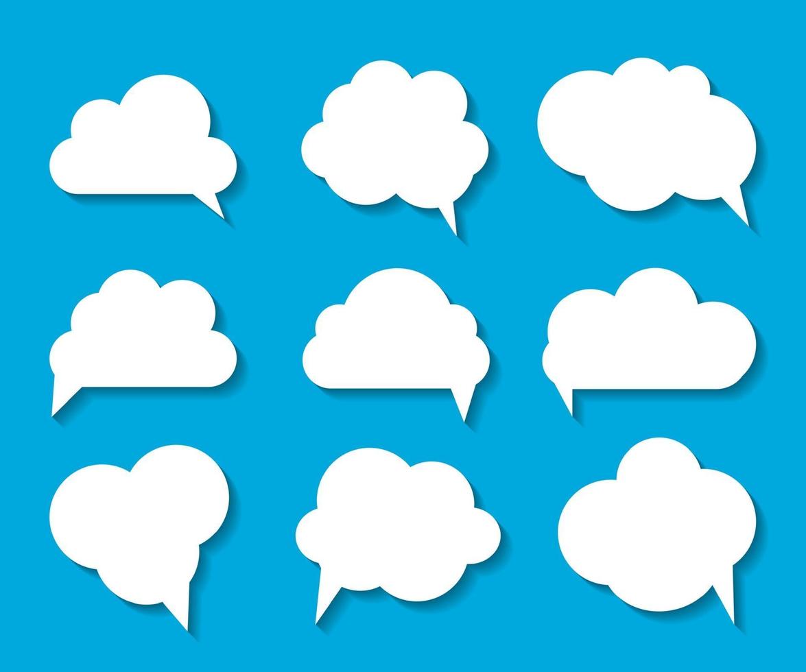 Set of Cloud Shaped Speech Bubbles Vector Illustration