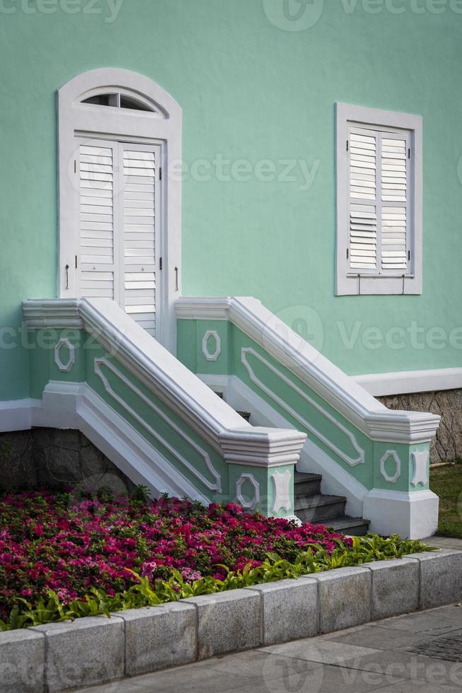 Portuguese Colonial heritage landmark building in taipa old town area of Macau China photo