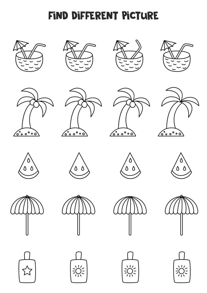 Find picture which is different from others. vector