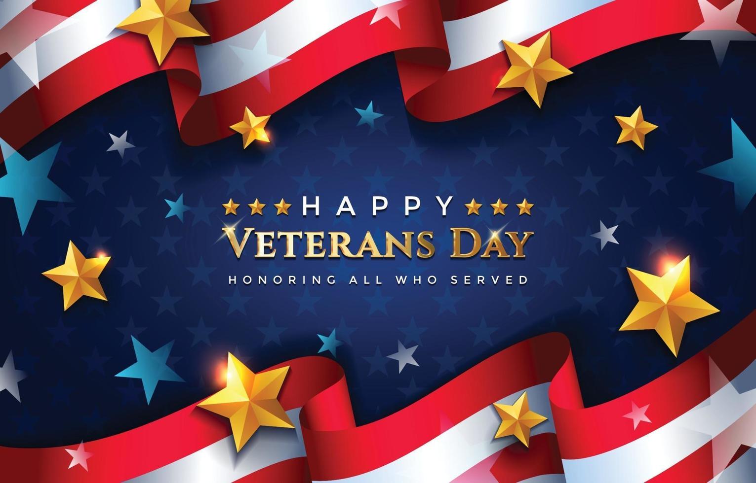 Happy Veterans Day Background with Stars and Stripes vector