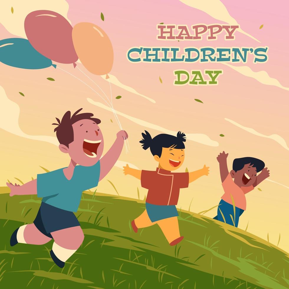 Happy Children Playing vector