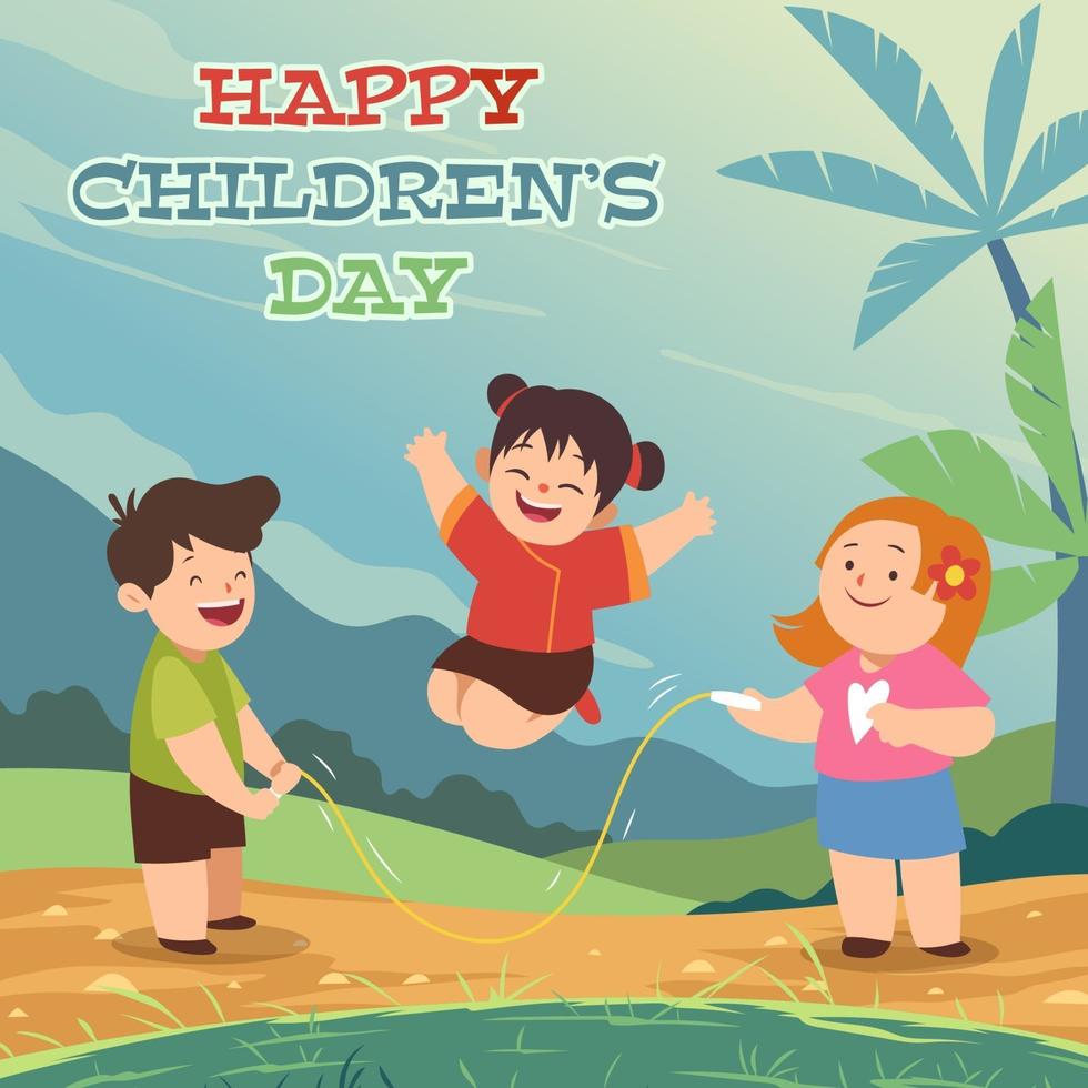 Happy Children Playing vector