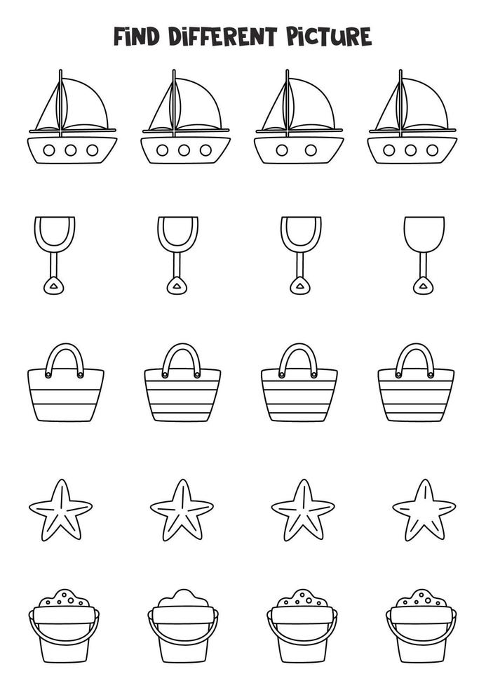 Find picture which is different from others. vector