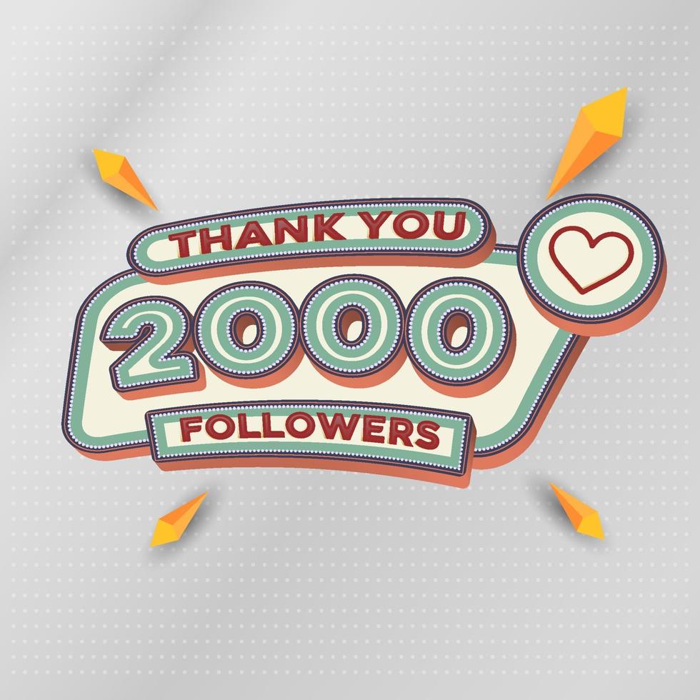 2000 followers square banner modern look vector