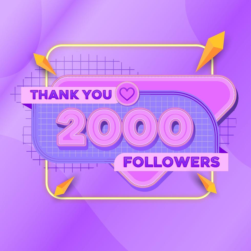 2000 followers square banner modern look vector