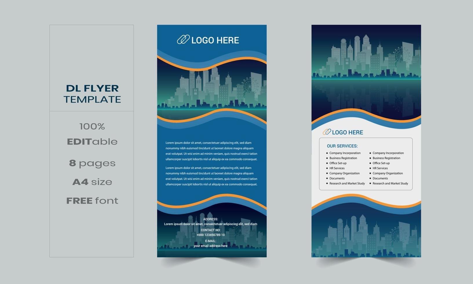 Double-sided DL flyer design. Brochure or flyer template. 20 With Dl Size Flyer Template