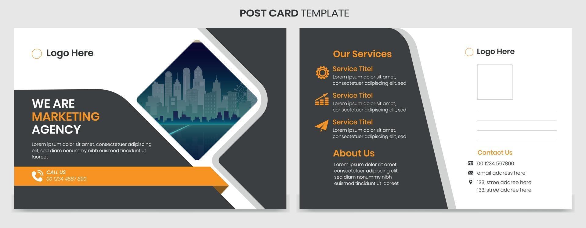 Modern and professional postcard template design vector