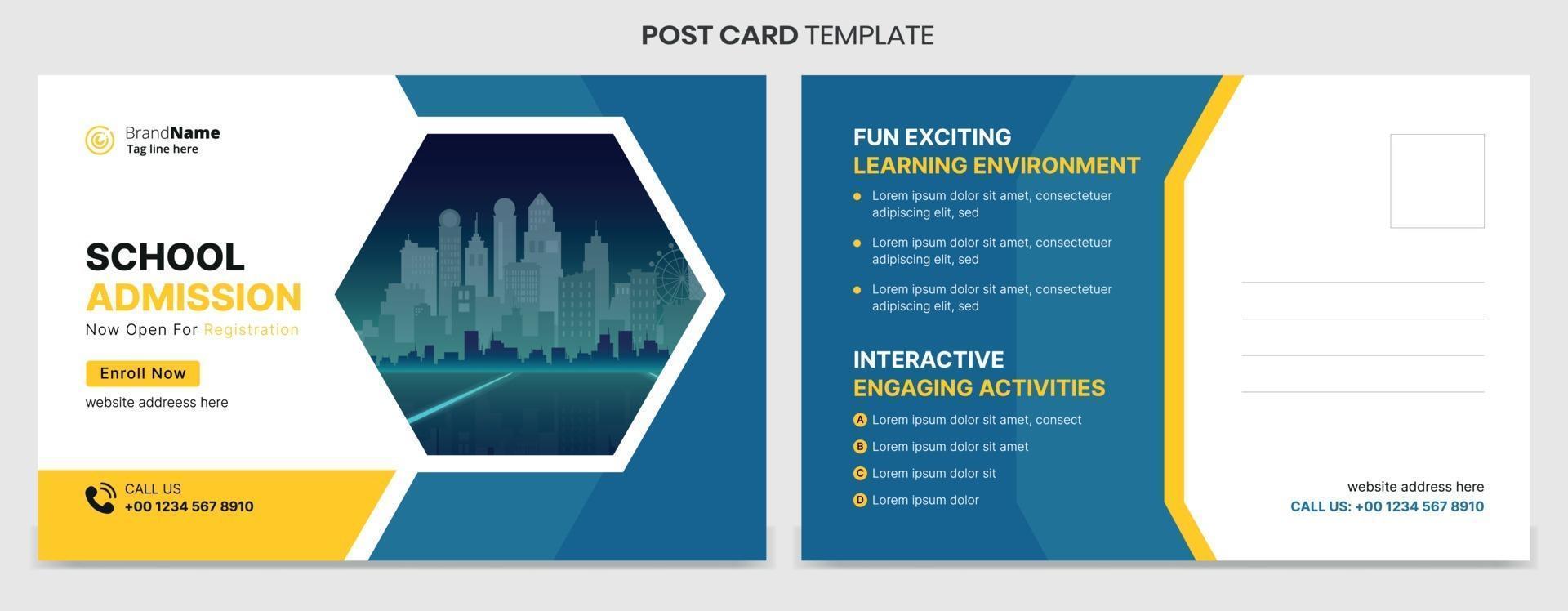 Modern and professional postcard template design vector