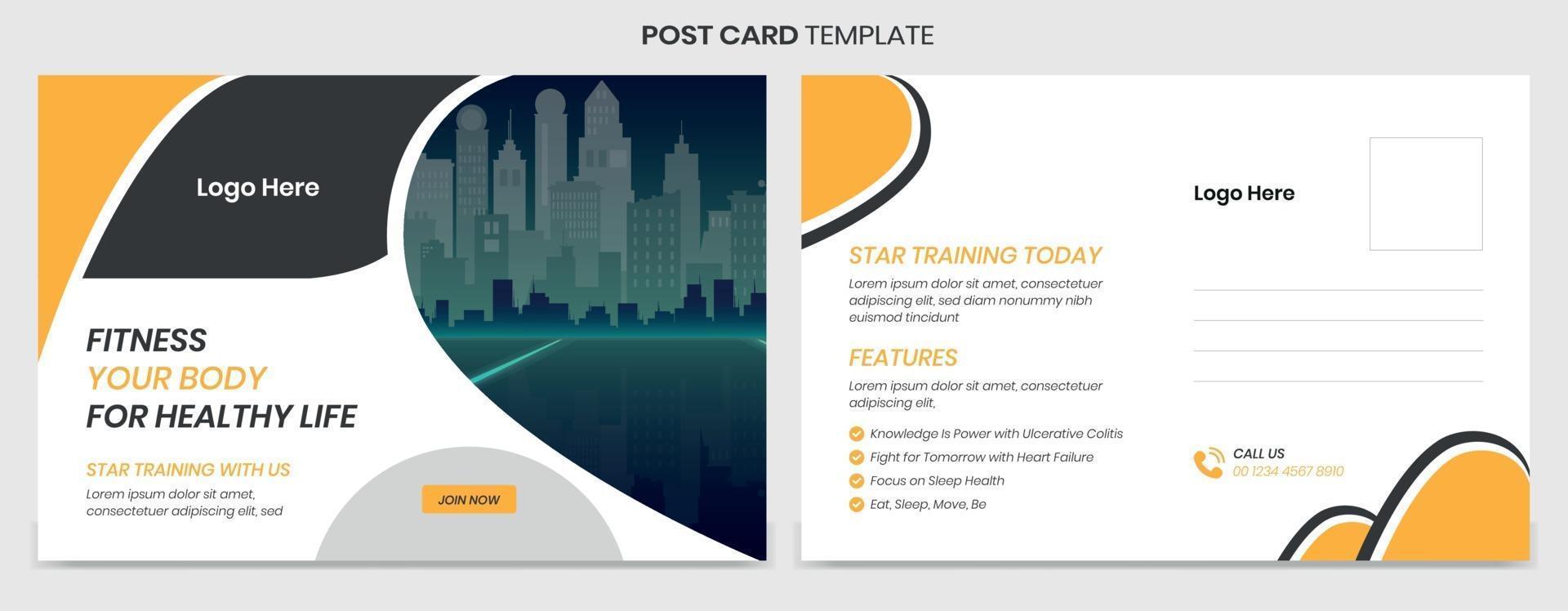 Modern and professional postcard template design vector