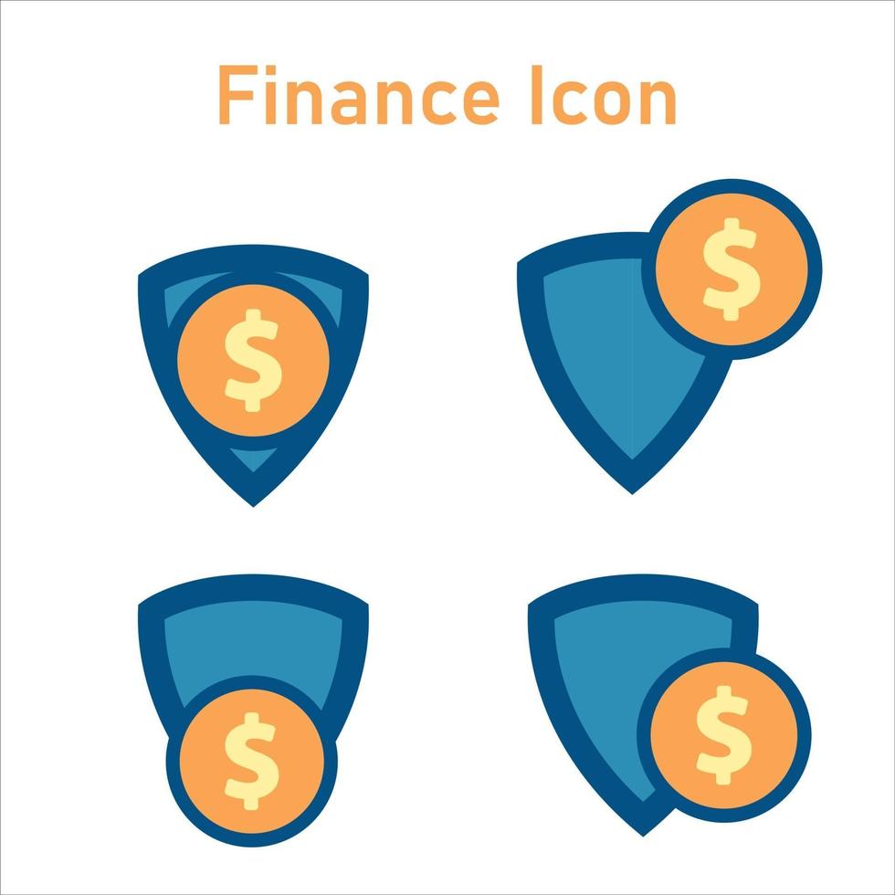 escudo de seguridad con icono de dinero. icono de seguridad financiera vector