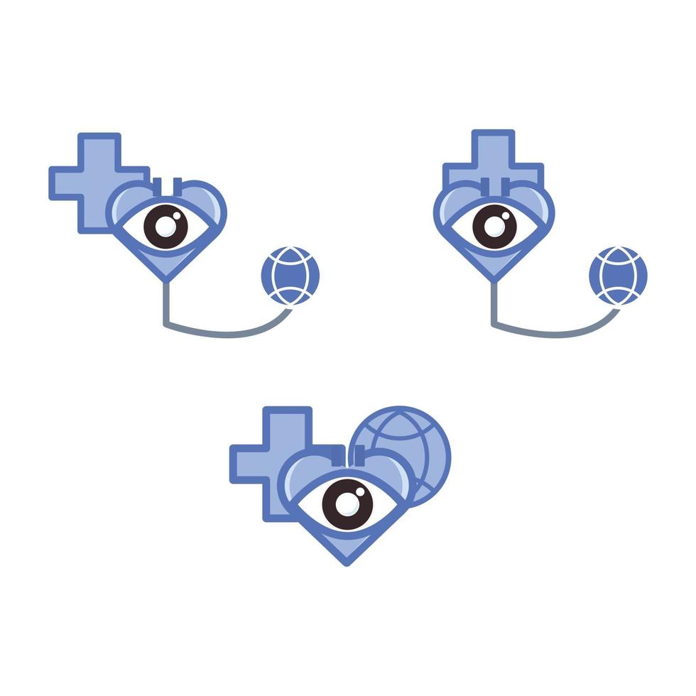 eye with love, stetoscope and globe. world sight day icon illustration vector