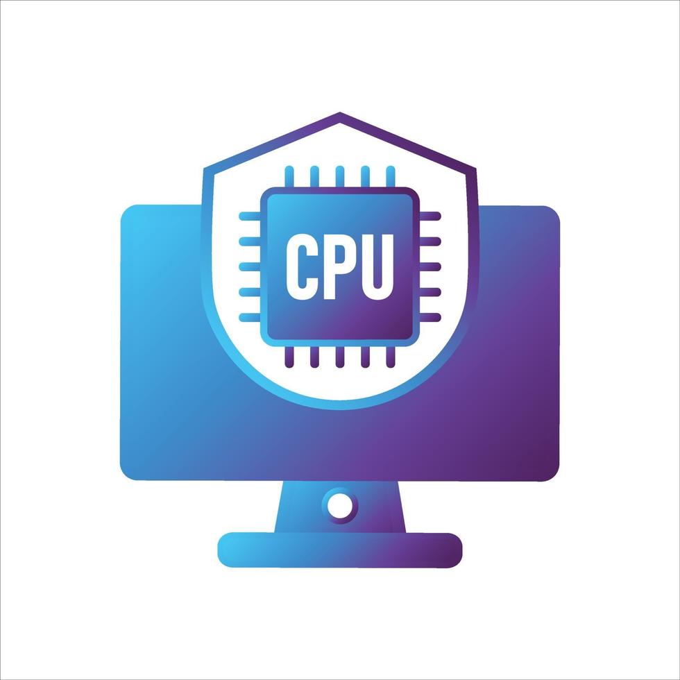 computer with security shield icon. safe computing icon vector