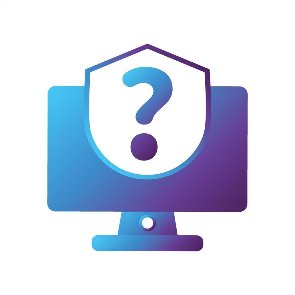 computadora con icono de escudo de seguridad. icono de computación segura vector