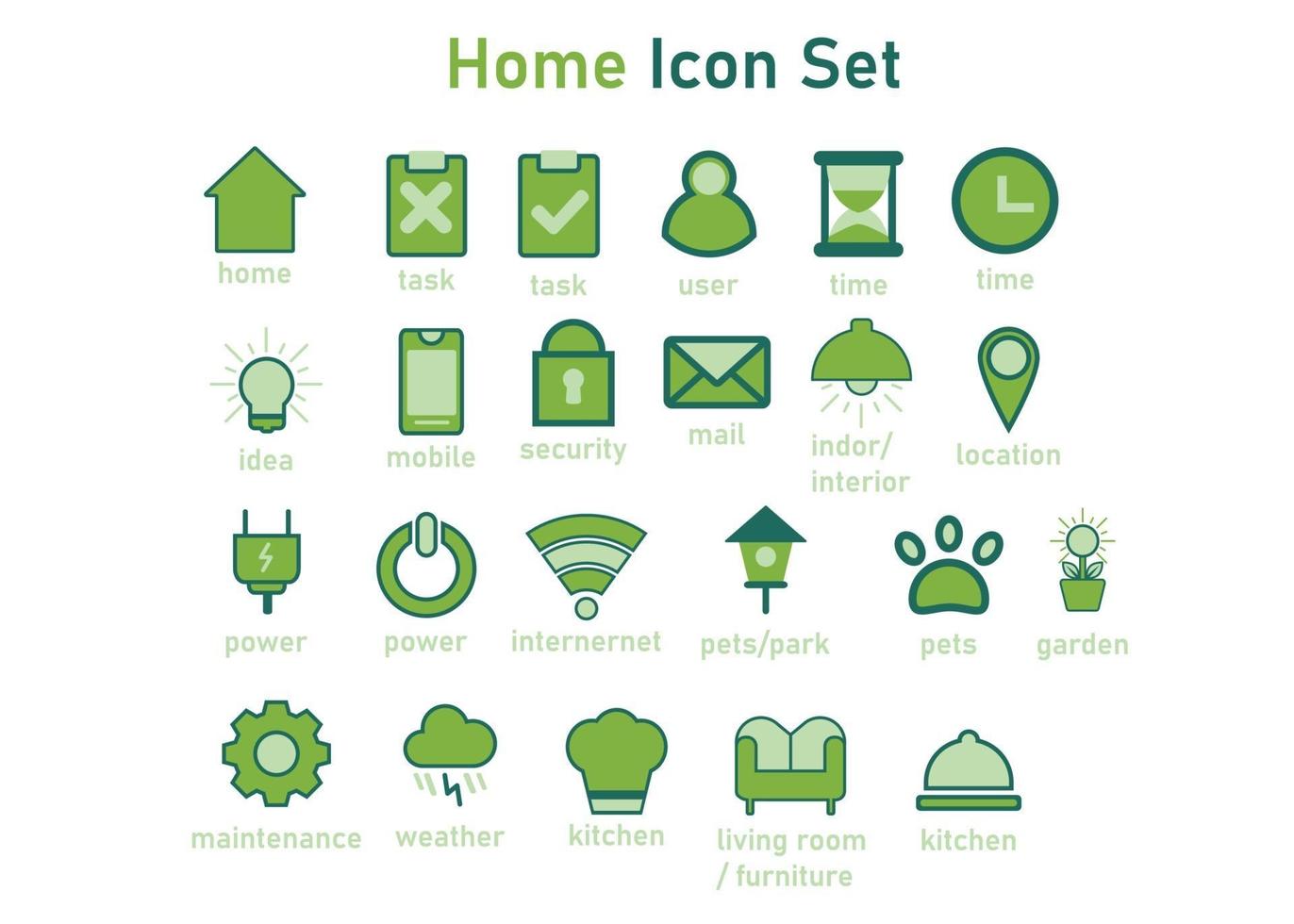 conjunto de iconos de inicio. concepto de icono de inicio para diseño web y móvil vector