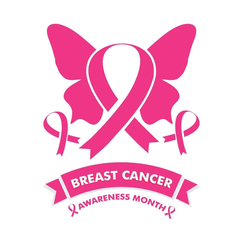 breast cancer awareness month design. pink ribbon with butterfly. vector