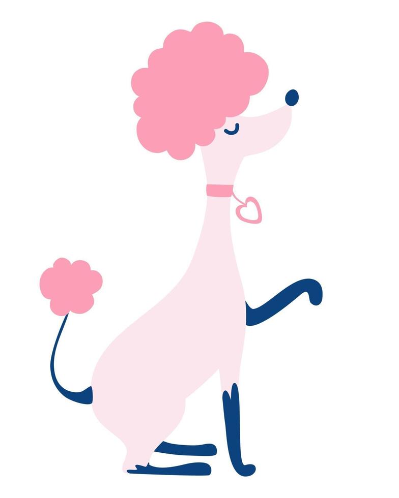 Princess Poodle dog. pink poodle gives a paw vector