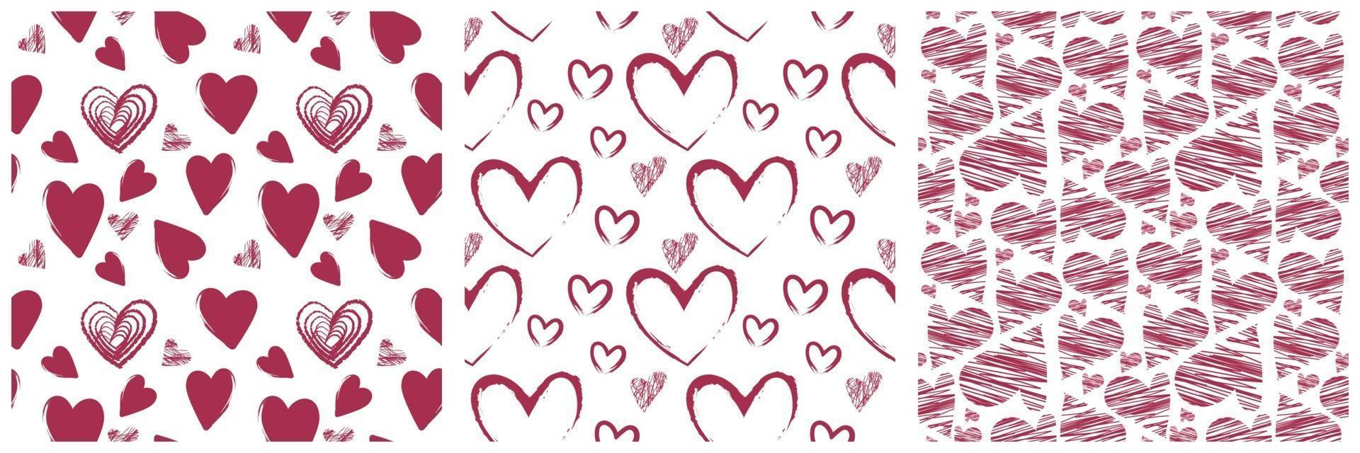 Collection of red hearts pattern transparent on a white background vector
