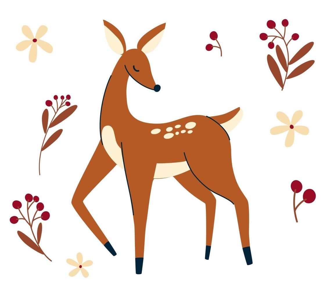 Fawn. Cute deer character. vector