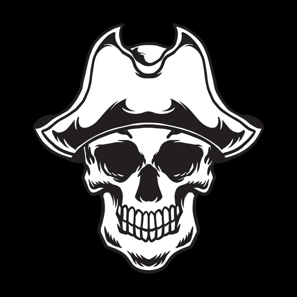 calavera pirata negro blanco vector