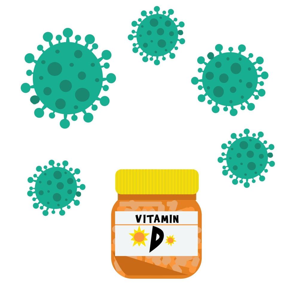 Vitamina d contra el virus adecuado para covid 19 o ilustración médica. vector