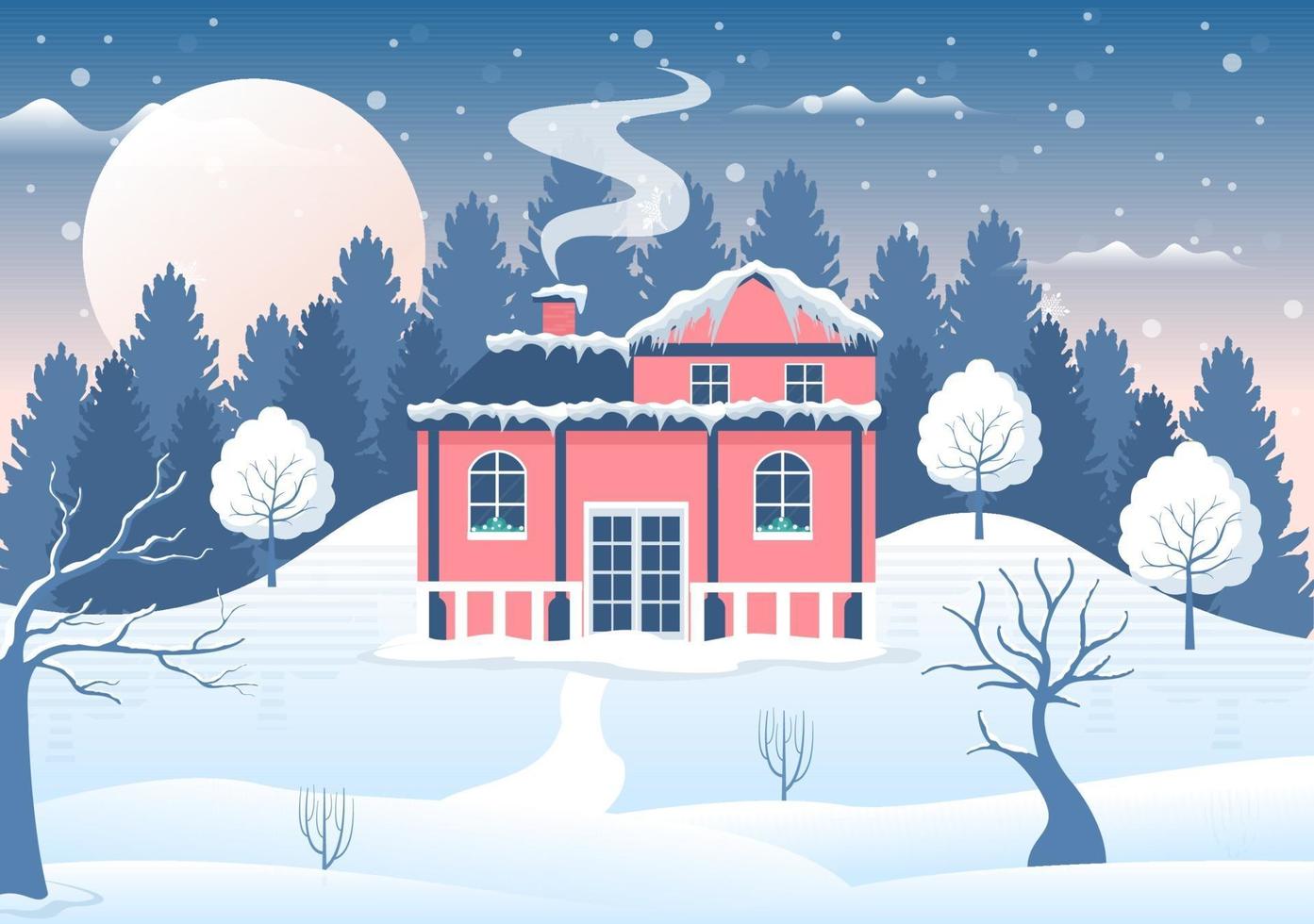 Christmas Winter Houses Background Vector