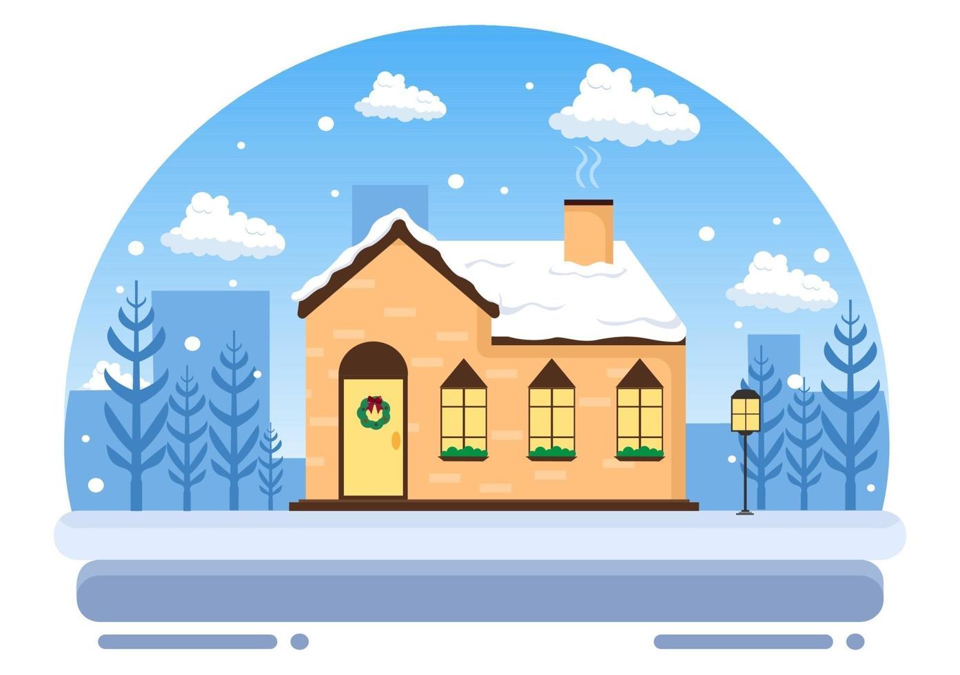 Christmas Winter Houses Background Vector