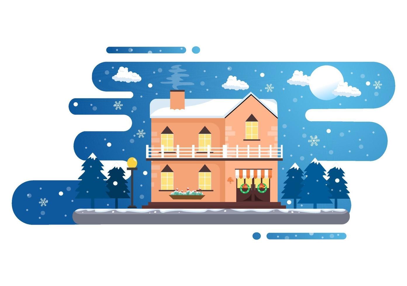 Christmas Winter Houses Background Vector