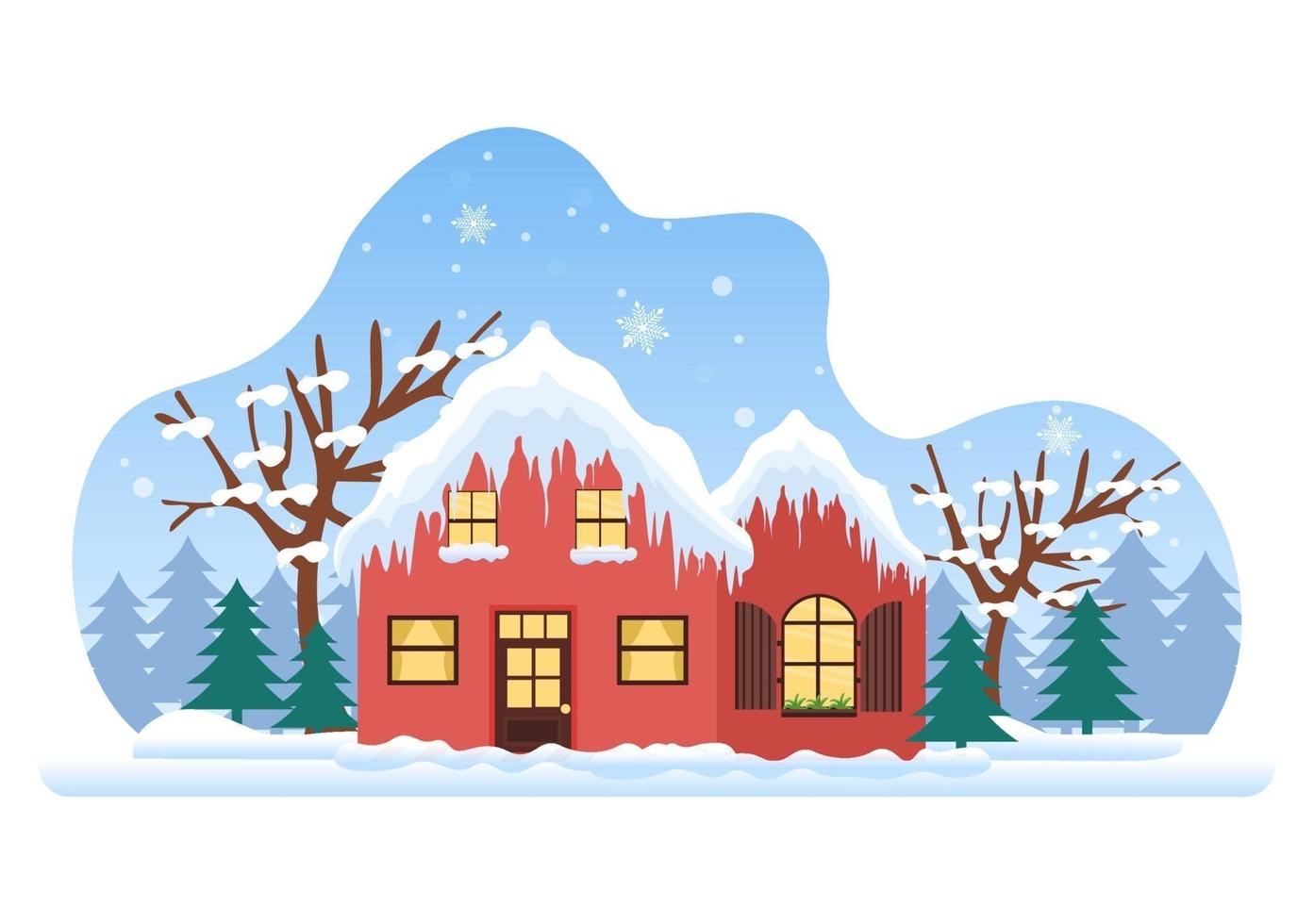 Christmas Winter Houses Background Vector