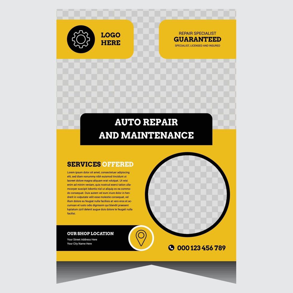 Repair and servicing flyer vector design template