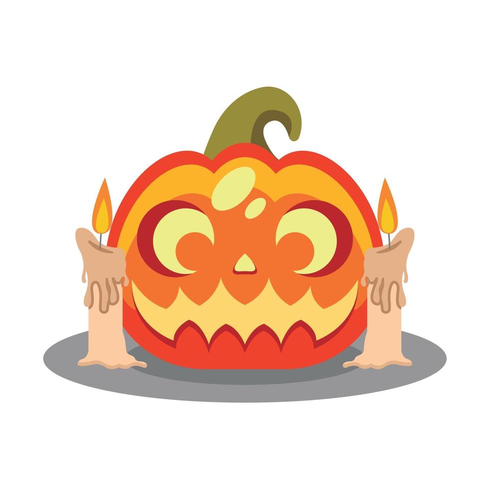 Evil halloween pumpkin lantern with candles vector