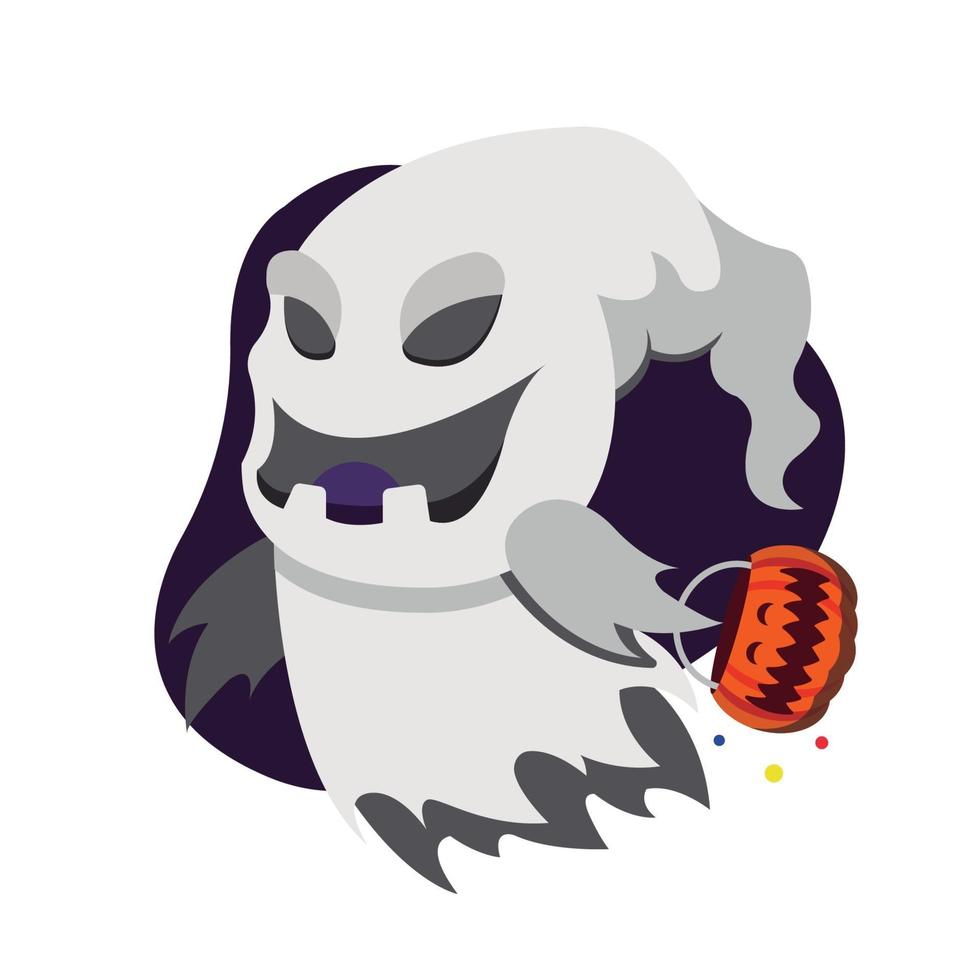 fantasma aterrador con una calabaza confitada vector