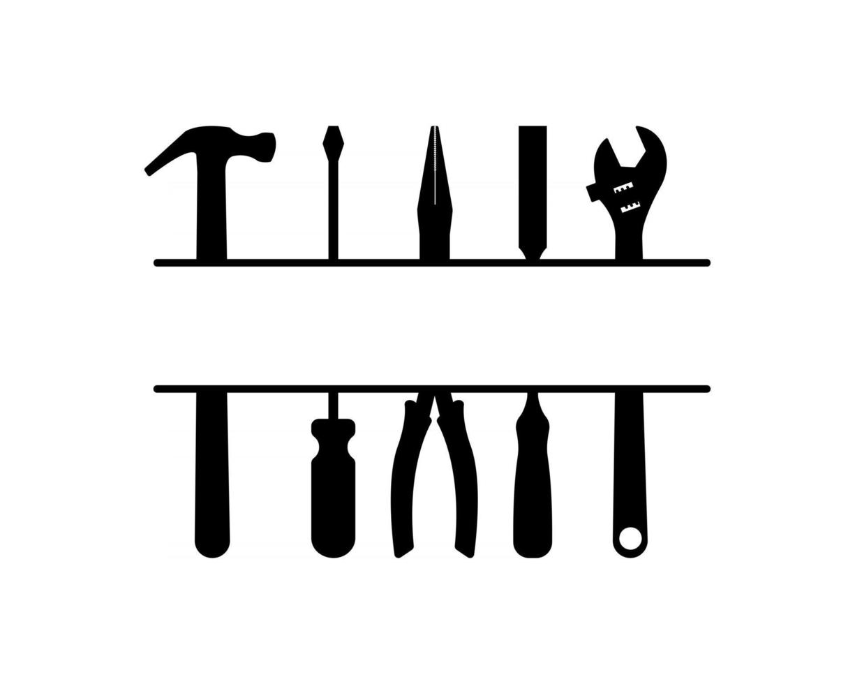 Handyman tools split monogram with empty place for text vector