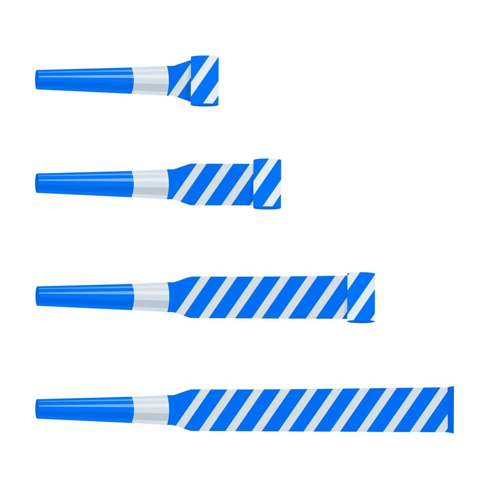 Party blowers, horns, noisemakers, whistles. Top view vector