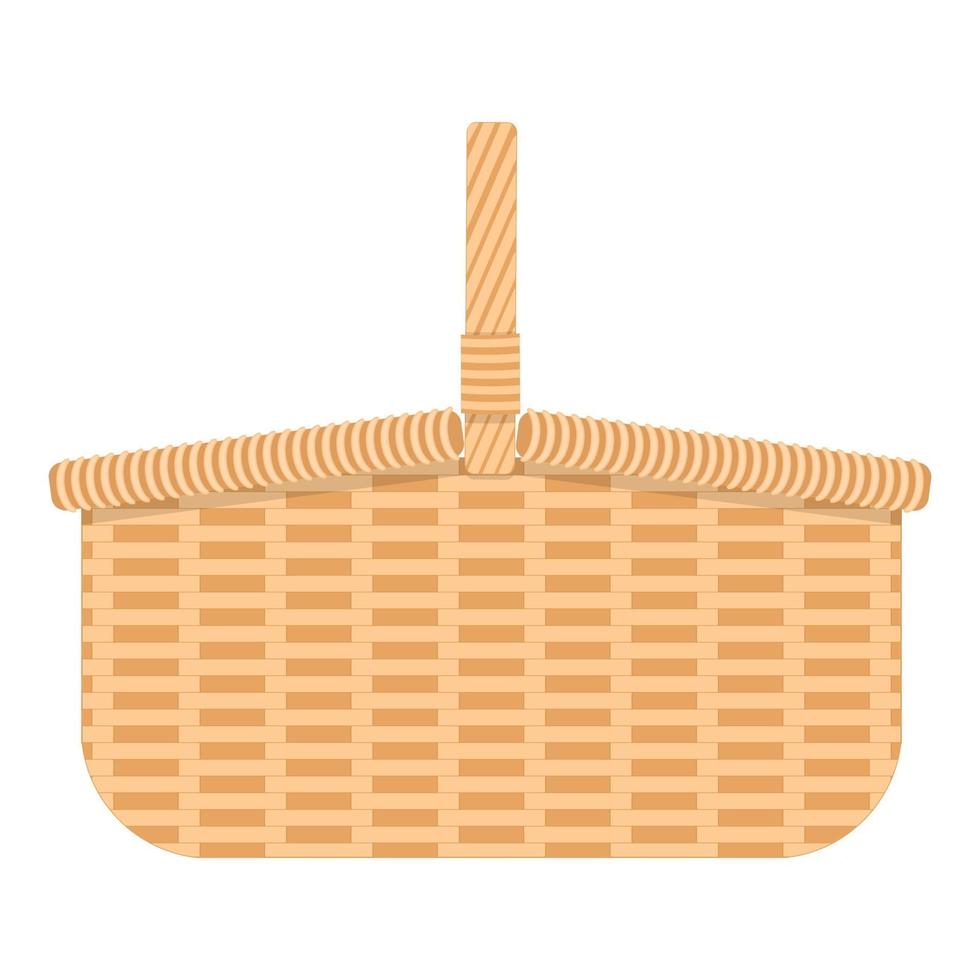 Wicker hamper for food and drinks. Woven willow basket for camping vector