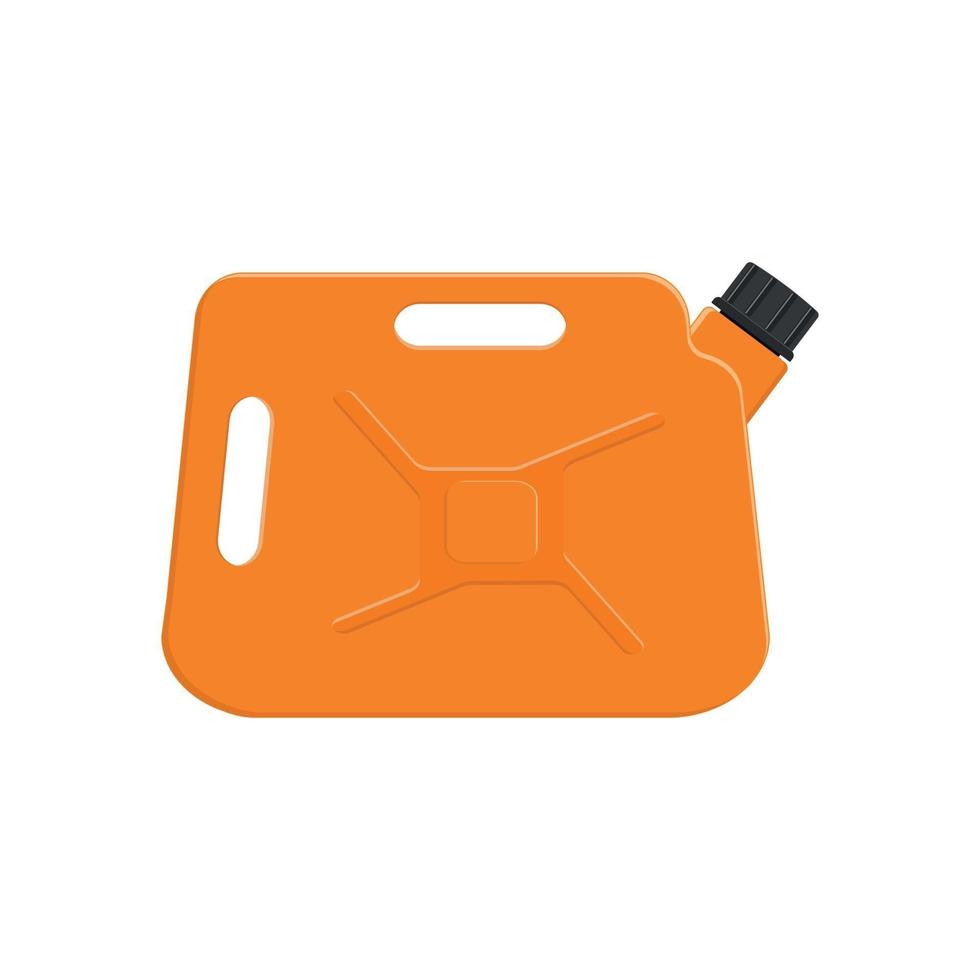 Gasoline jerrycan with cap. Orange petrol canister vector