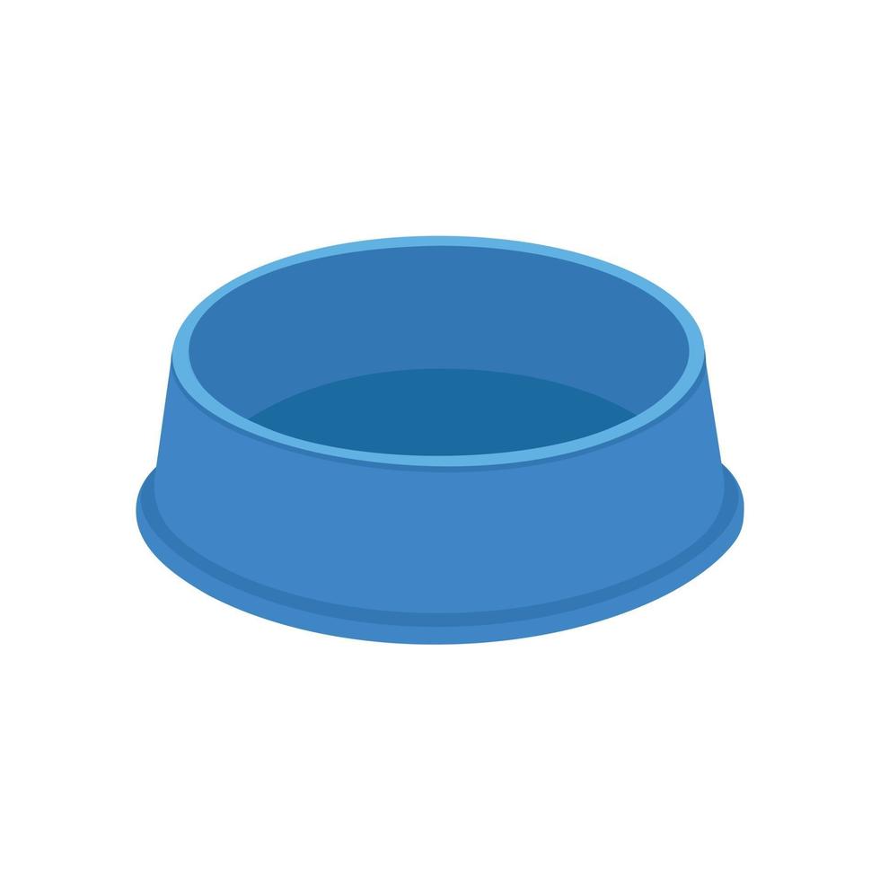 Empty dog or cat food bowl. Blue pet plastic plate for kibble or water vector
