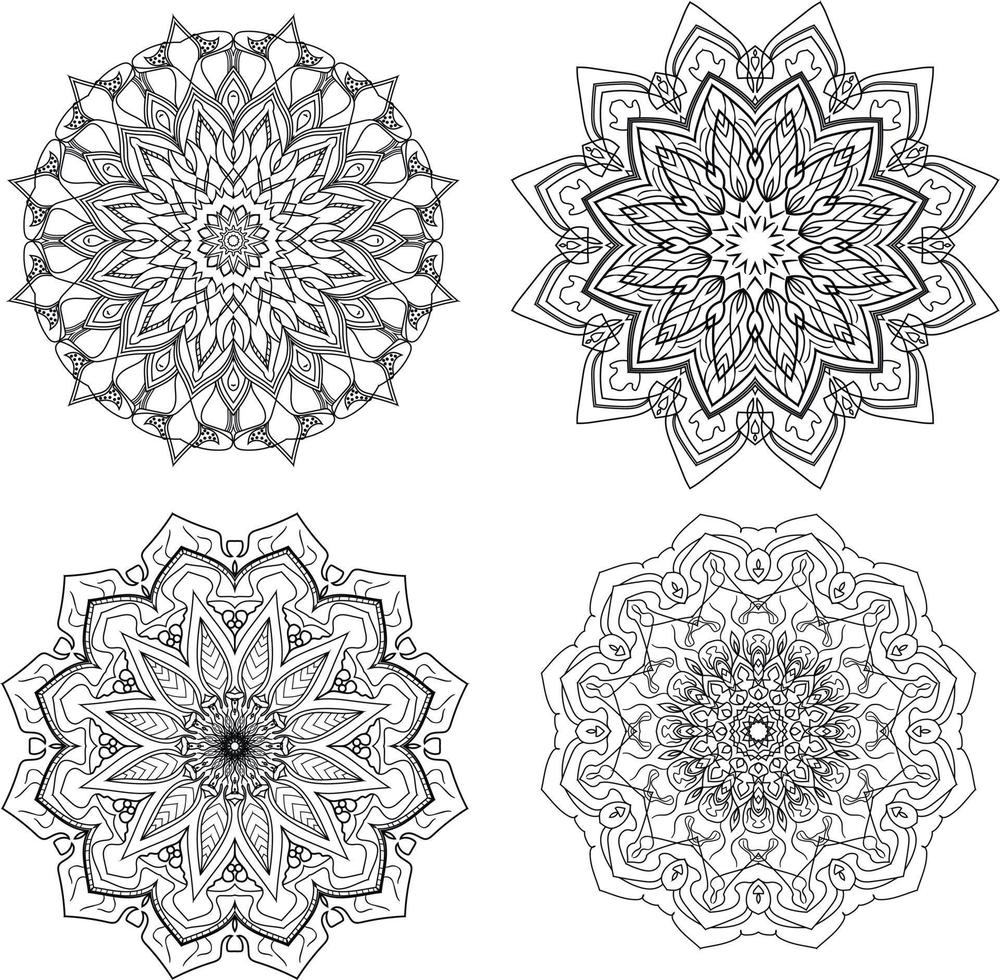 Mandala Collection Vector Free Vector. Circular Flower set Mandala