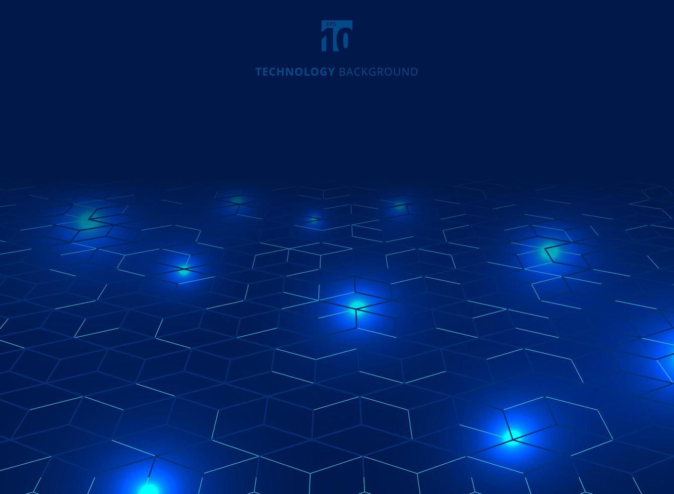 Abstract technology blue wire network futuristic data lighting effect vector