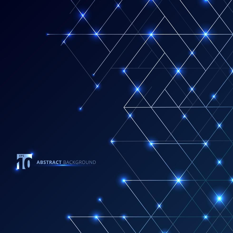 Abstract dimension lines silver color on dark blue background vector