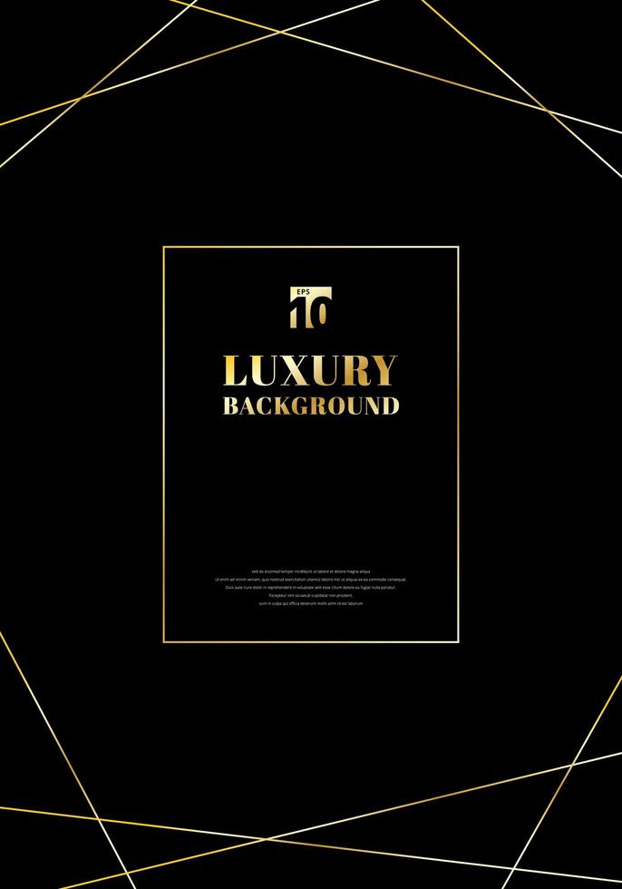 Template design frame golden lines on black background. Luxury elegant vector