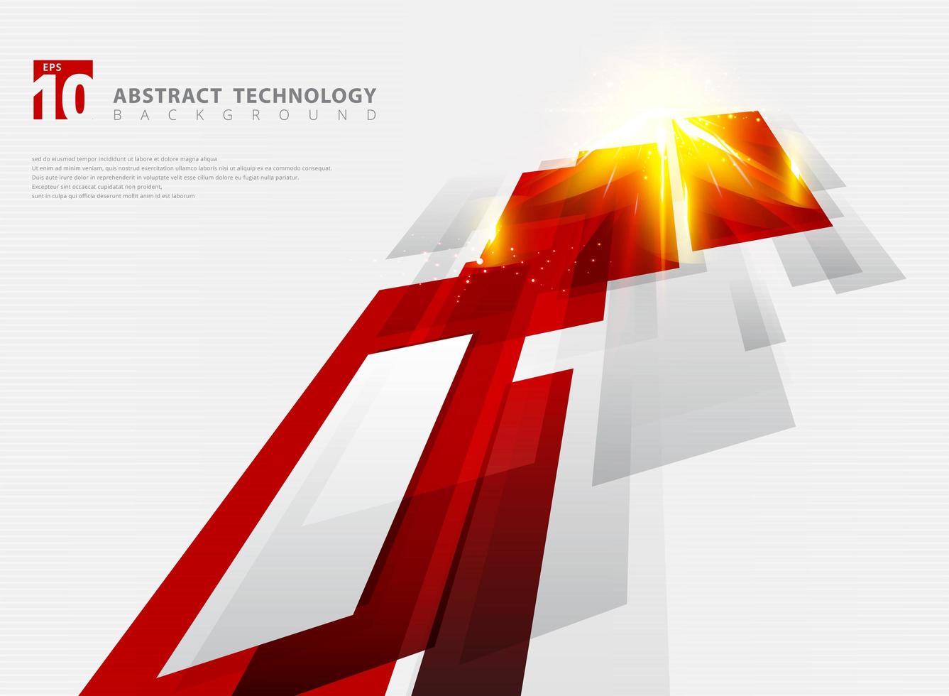 Abstract perspective technology geometric red background lighting vector