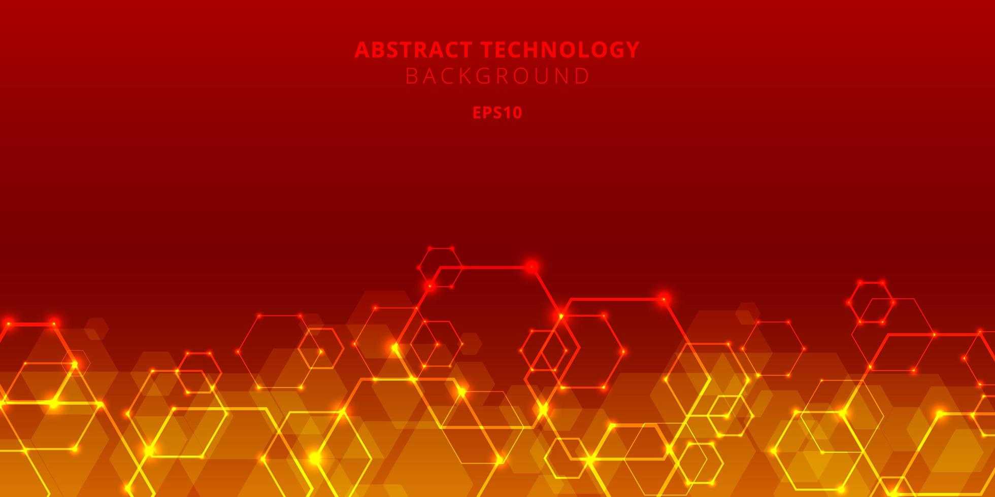 Abstract technology hexagons social network pattern on red background vector