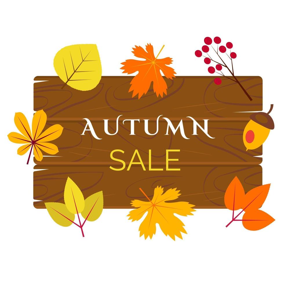 Autumn sale banner with orange and yellow leaves vector