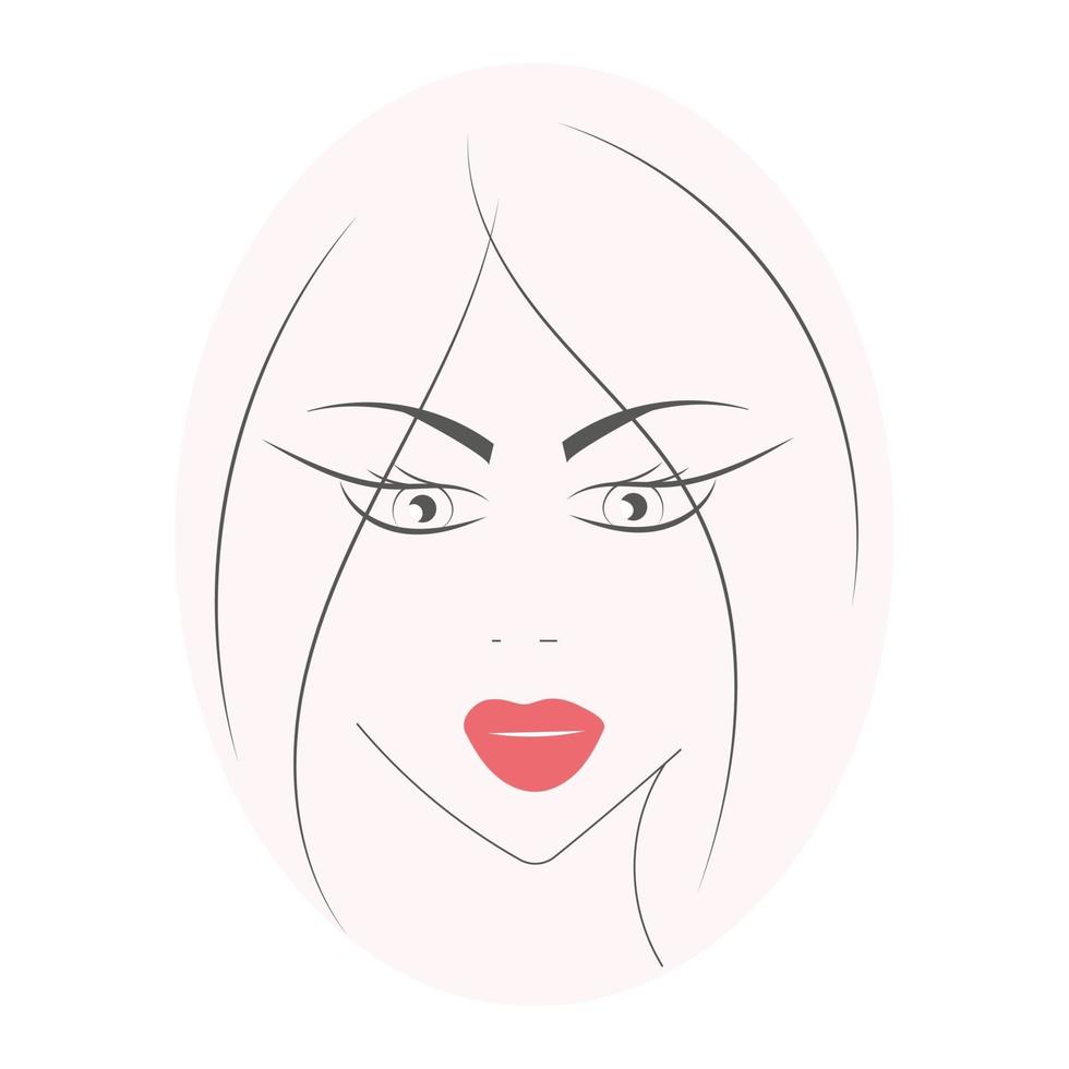 Beautiful young woman with long hair and red lips vector